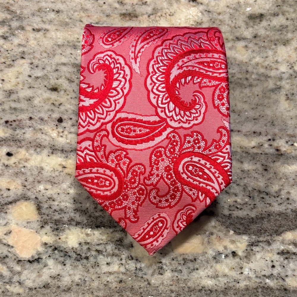 Pristine 📈 ETRO Red Paisley Print Contemporary Silk Tie